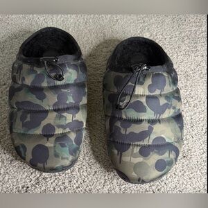 Coach Camouflage Quilted Slip-On Slippers in Green and Black
